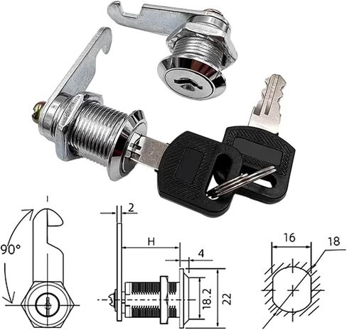 5pcs قفل أمان قفل الأسطوانات المعدنية كاميرا خزانة كاميرا مع مفاتيح مفاتيح دائرة قفل صندوق البريد الأمان (بني) in Kuwait