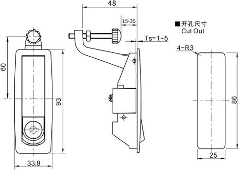 Electrical Panel Lock Electric Equipment Push Button Compression Flush Lock 1Pcs(MS606-4-K) in Kuwait