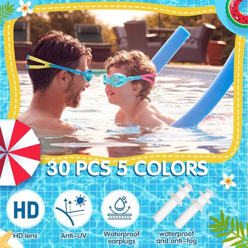 Macarrie 30 Pcs Kids Swim Goggles Bulk Child Swimming Goggles Gifts for Boys Girls Toddler Pool Surfing Diving in Saudi Arabia