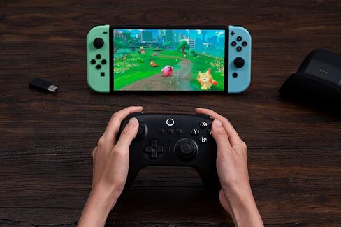 8BitDo Ultimate 2 Bluetooth Controller with TMR Joysticks for Switch, Windows PC, Gaming Controller with Switchable Hall Effect/Tactile Triggers, RGB Fire Ring, Charging Dock,Vibration and Motion control, Yellow in Kuwait