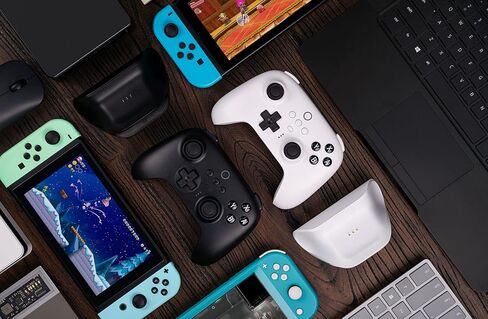 8BitDo Ultimate 2 Bluetooth Controller with TMR Joysticks for Switch, Windows PC, Gaming Controller with Switchable Hall Effect/Tactile Triggers, RGB Fire Ring, Charging Dock,Vibration and Motion control, Yellow in Kuwait