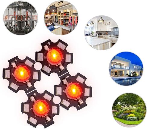 Plplaaoo عالية الطاقة LED حبات الباعث الثنائي الثنائي رقائق السوبر مشرق عمر كفاءة الطاقة الطويلة لأضواء حديقة الإضاءة العامة قاعدة الألومنيوم 25pcs (660 نانومتر) in Kuwait