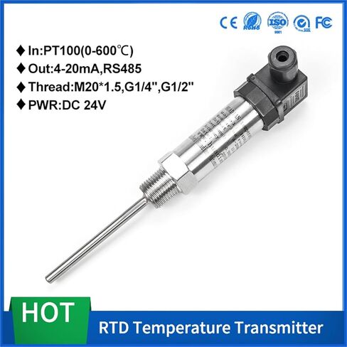 PT100 0-10v 4-20mA Temperature Sensor Industrial Temperature Transmitter(0-400degree 4-20mA,50mm) in Kuwait