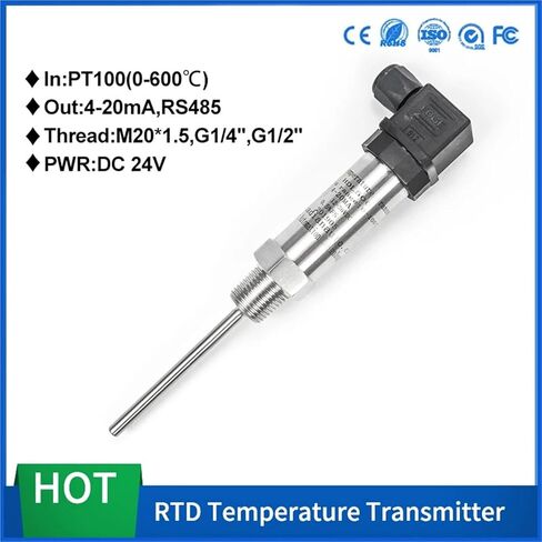 PT100 Display Temperature Sensor 4-20mA for Hot Water Temperature Transmitter(0-400degree 4-20mA,50mm) in Kuwait