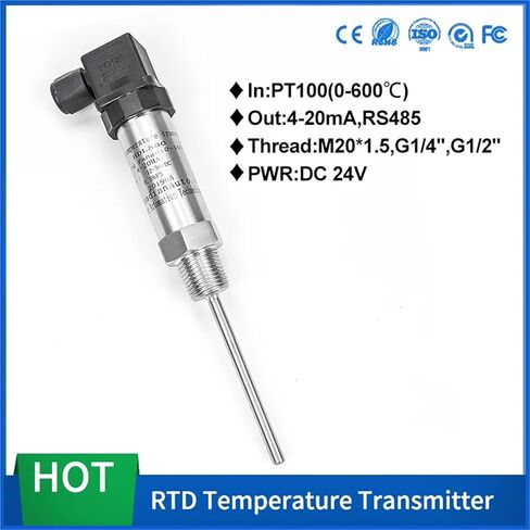 PT100 Display Temperature Sensor 4-20mA for Hot Water Temperature Transmitter(0-400degree 4-20mA,50mm) in Kuwait