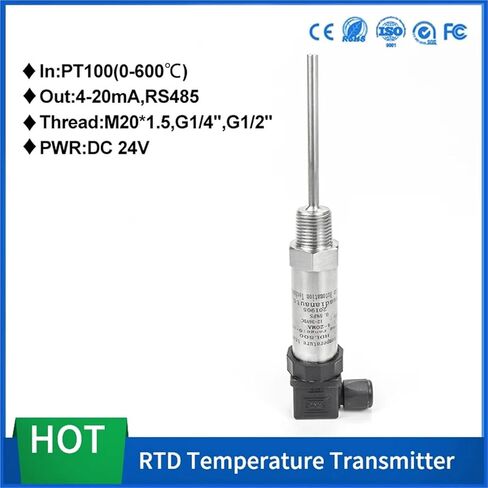 PT100 Display Temperature Sensor 4-20mA for Hot Water Temperature Transmitter(0-400degree 4-20mA,50mm) in Kuwait