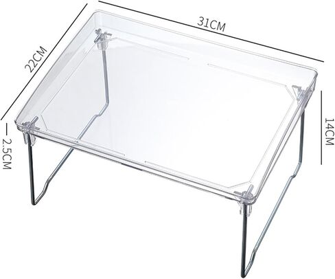 Tissting 2Pcs 31cm/12.2in Clear Acrylic Cabinet Shelf, Foldable Cabinet Storage Shelf Rack, Stackable Kitchen Counter Shelf Rack, Kitchen Counter Shelves for Counter Cabinet Pantry in Saudi Arabia