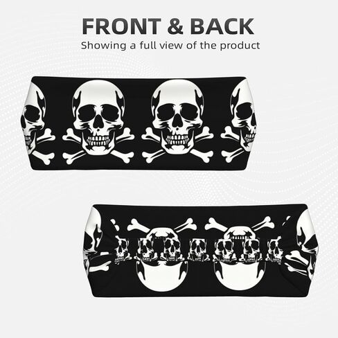 Skull Black Elastic Exercise Headband For Women&Men,Wide Headbands For Women Athletic Sweatbands - Fashion Elastic Sports Hair Band For Yoga Fitness in Saudi Arabia