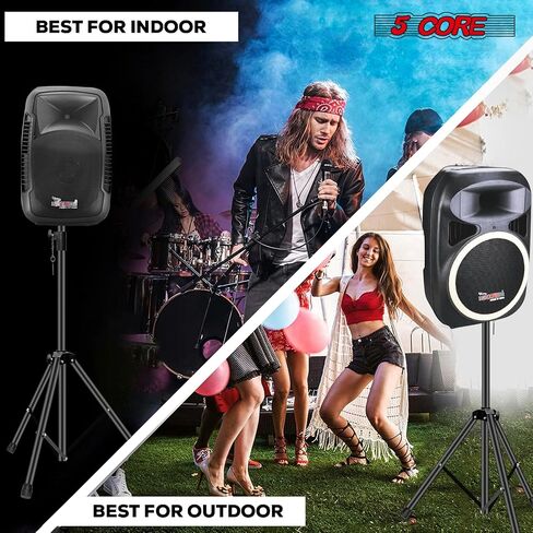 5 Core Speaker Stand Floor Floor Highted Duty يمكن تعديله حتى 72 بوصة DJ Studio Monitor Stands Mount Pole - (أسود) in Saudi Arabia
