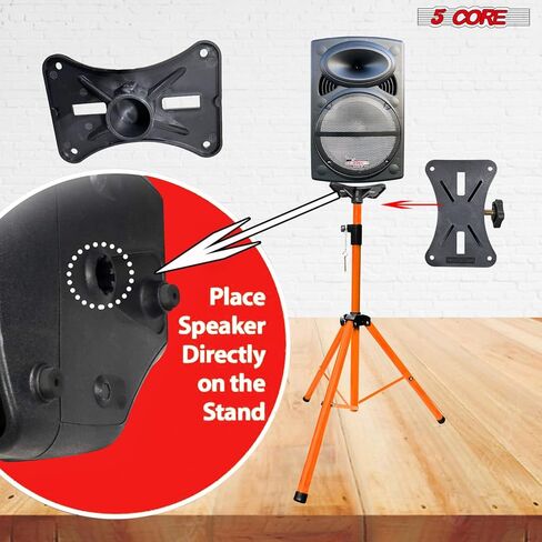5 Core Speaker Stand Floor Floor Highted Duty يمكن تعديله حتى 72 بوصة DJ Studio Monitor Stands Mount Pole - (أسود) in Kuwait