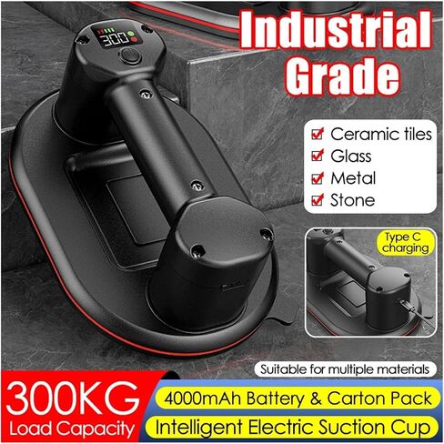 Vacuum Suction Cup, Smart Display Large Electric Vacuum Suction Cup 300KG Load Heavy-Duty s Tile Lifter 4000mAh Vacuum Suckers Lifting Tool in Saudi Arabia