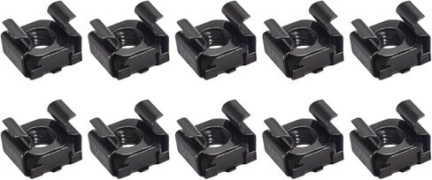 صواميل قفص METALLIXITY (M12x23mm) 10 قطع، أقفاص الأجهزة ذات الفتحات المربعة المطلية بالزنك والفولاذ الكربوني - لرف خزانة رف الخادم، أسود in Kuwait