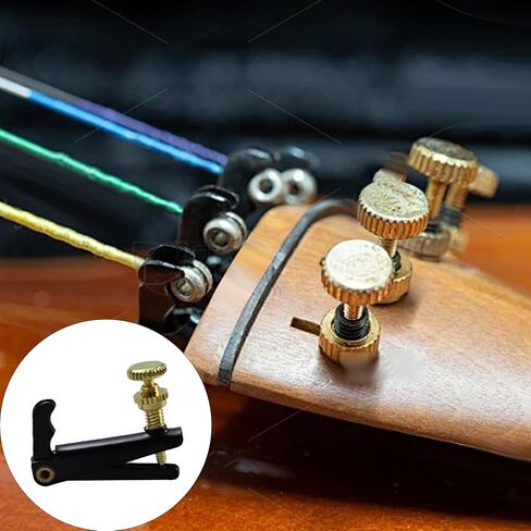 4Pcs Violin Fine Tuners for 4/4-3/4 Violins, Silver Metal String Adjusters, Easy Tune String Spinner in Saudi Arabia