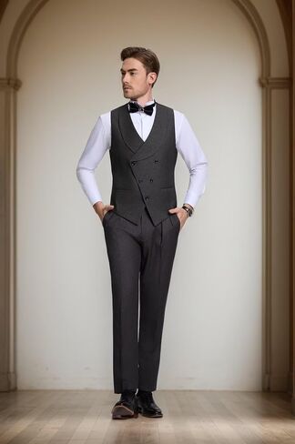 Men's 3 Piece Tuxedo Suit Slim Fit Swallow Long Tailcoat Performances Dinner Party Wedding Double Breasted Vest Pants in Kuwait