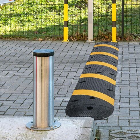 72" Speed Bumps, Rubber Speed Humps, 2 Channel Modular Heavy Duty Speed Humps, 25000Lbs Load Capacity Cable Protector Ramps for Road Driveway with 8 Bolt Spikes, 2 End Caps in Kuwait
