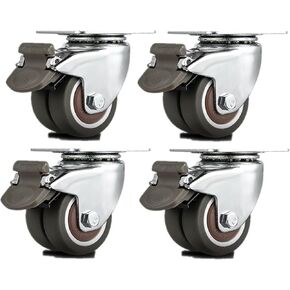 4 Pieces/lot 2 inch Flat Two Wheel Pulley high Bearing Silent Swivel Wheel Sofa Caster Furniture Accessories with Brake(Brake) in Kuwait