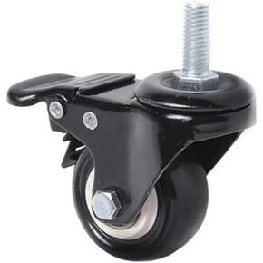 4 قطع/الكثير 2 بوصة العجلة الدوارة الماس/الحجم M8/M10 الأثاث الأسود مع الفرامل وأكمام مزدوجة (لوحة مسطحة - الفرامل) in Kuwait