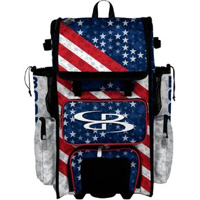 Boombah Superpack Hybrid Rolling Bat Bag - Wheeled & Backpack Version - USA United Navy/Red/White in Kuwait