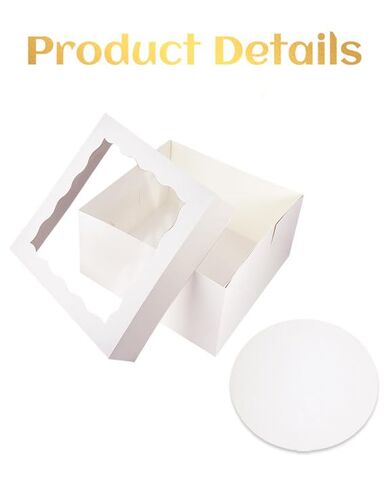 qiqee White 12x12x8 Cake Box, 4 Sets White Cake Box with Window ＆ 4 Sets 12" White Cake Round Boards, 12inch Cake Containers in Saudi Arabia