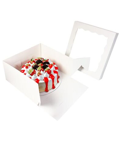 qiqee White 12x12x8 Cake Box, 4 Sets White Cake Box with Window ＆ 4 Sets 12" White Cake Round Boards, 12inch Cake Containers in Saudi Arabia