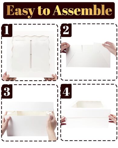 qiqee White 12x12x8 Cake Box, 4 Sets White Cake Box with Window ＆ 4 Sets 12" White Cake Round Boards, 12inch Cake Containers in Saudi Arabia