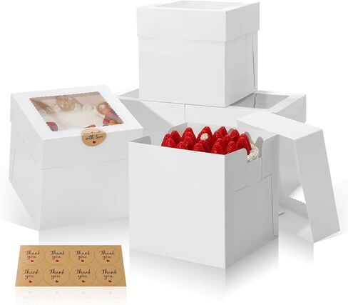 COTOPHER 5Pcs 6x6x6 Inches Mini Cake Boxes, Square Bakery Boxes with Window, Cake Containers for Pastries, Cookies, Chocolates, Cupcakes, Birthday Party Cake Decorating Supplies for Gift Giving in Saudi Arabia
