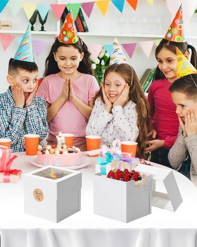 COTOPHER 5Pcs 6x6x6 Inches Mini Cake Boxes, Square Bakery Boxes with Window, Cake Containers for Pastries, Cookies, Chocolates, Cupcakes, Birthday Party Cake Decorating Supplies for Gift Giving in Saudi Arabia