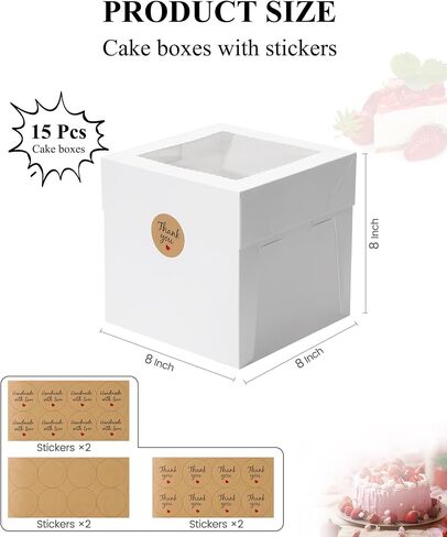 COTOPHER 5Pcs 6x6x6 Inches Mini Cake Boxes, Square Bakery Boxes with Window, Cake Containers for Pastries, Cookies, Chocolates, Cupcakes, Birthday Party Cake Decorating Supplies for Gift Giving in Saudi Arabia