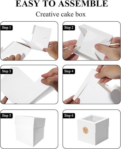 COTOPHER 5Pcs 6x6x6 Inches Mini Cake Boxes, Square Bakery Boxes with Window, Cake Containers for Pastries, Cookies, Chocolates, Cupcakes, Birthday Party Cake Decorating Supplies for Gift Giving in Saudi Arabia