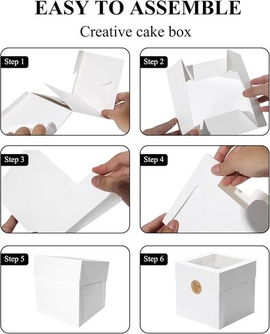 COTOPHER 5Pcs 6x6x6 Inches Mini Cake Boxes, Square Bakery Boxes with Window, Cake Containers for Pastries, Cookies, Chocolates, Cupcakes, Birthday Party Cake Decorating Supplies for Gift Giving in Saudi Arabia