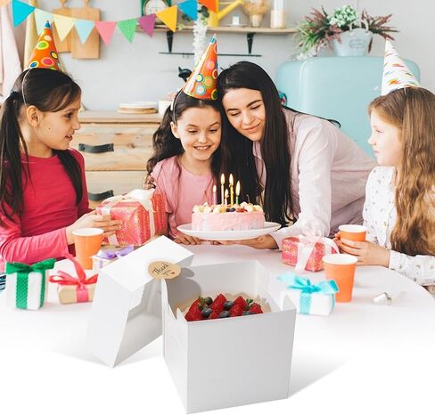 COTOPHER 5Pcs 6x6x6 Inches Mini Cake Boxes, Square Bakery Boxes with Window, Cake Containers for Pastries, Cookies, Chocolates, Cupcakes, Birthday Party Cake Decorating Supplies for Gift Giving in Saudi Arabia