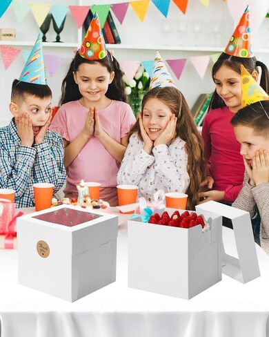 COTOPHER 5Pcs 6x6x6 Inches Mini Cake Boxes, Square Bakery Boxes with Window, Cake Containers for Pastries, Cookies, Chocolates, Cupcakes, Birthday Party Cake Decorating Supplies for Gift Giving in Saudi Arabia