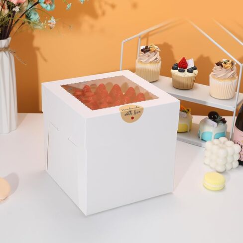 COTOPHER 5Pcs 6x6x6 Inches Mini Cake Boxes, Square Bakery Boxes with Window, Cake Containers for Pastries, Cookies, Chocolates, Cupcakes, Birthday Party Cake Decorating Supplies for Gift Giving in Saudi Arabia