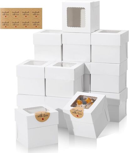 COTOPHER 5Pcs 6x6x6 Inches Mini Cake Boxes, Square Bakery Boxes with Window, Cake Containers for Pastries, Cookies, Chocolates, Cupcakes, Birthday Party Cake Decorating Supplies for Gift Giving in Saudi Arabia