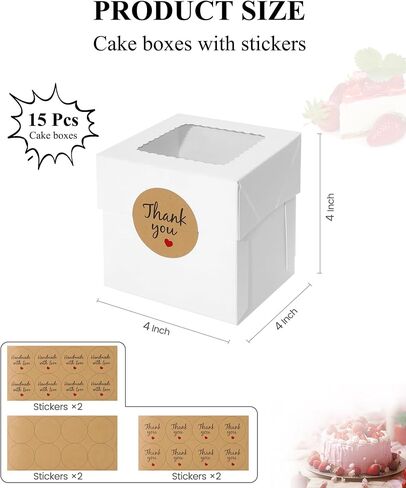 COTOPHER 5Pcs 6x6x6 Inches Mini Cake Boxes, Square Bakery Boxes with Window, Cake Containers for Pastries, Cookies, Chocolates, Cupcakes, Birthday Party Cake Decorating Supplies for Gift Giving in Saudi Arabia