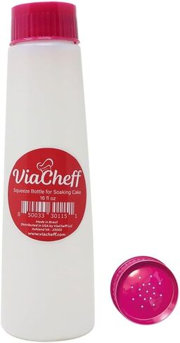 Plastic Bottle for Soaking Cake (16 fl oz) Pink Neon Lid in Saudi Arabia