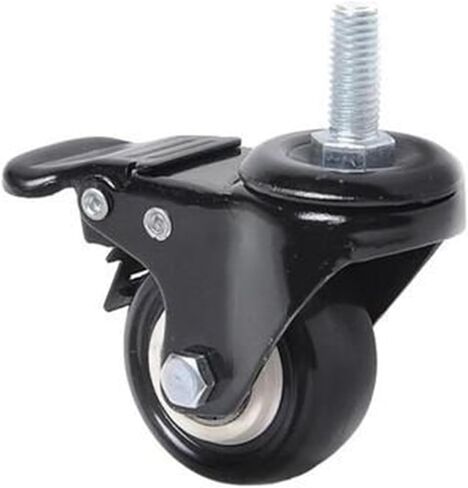 4 قطع/الكثير 2 بوصة العجلة الدوارة الماس/الحجم M8/M10 الأثاث الأسود مع الفرامل وأكمام مزدوجة (لوحة مسطحة - الفرامل) in Kuwait