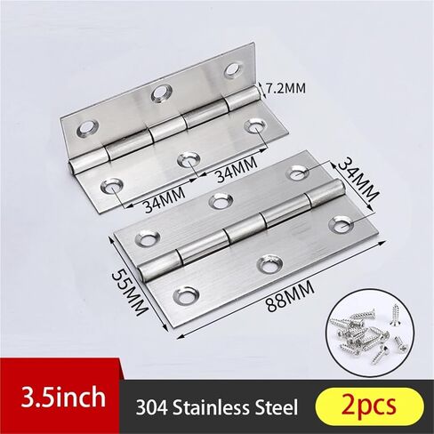 1-4inch Butt Door Stainless Steel Folding Cabinet Hinges Flat 2Pcs(3inch 2pcs) in Kuwait
