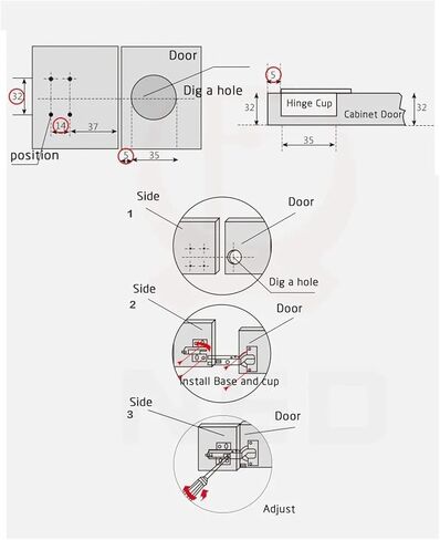 175 Degree Hydraulic Buffer Hinge Rustless Iron Hardware 1Pcs(Full Overlay) in Saudi Arabia