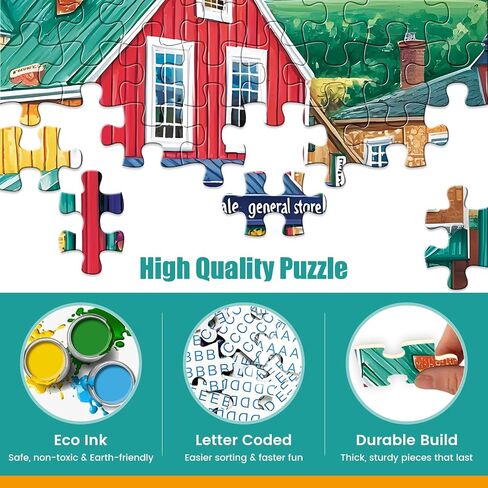 300 Piece Puzzles for Adults,Vintage Lake House Jigsaw Puzzle for Adults Kids Elderly,Large Piece Tree Puzzle for Kids Age 8-10 10-12,Challenging Landscape Puzzle,Family Game Great Gift 20.5x15in in Saudi Arabia