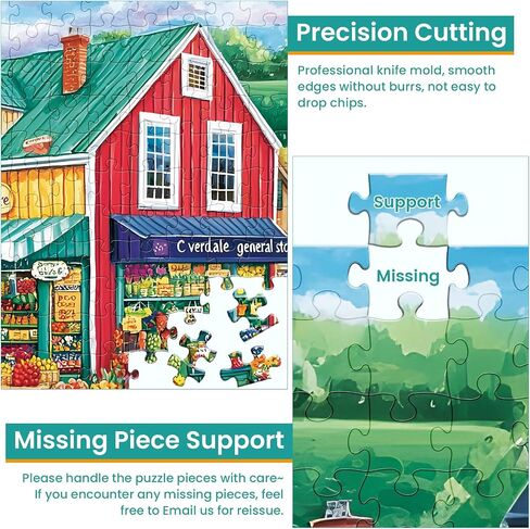 300 Piece Puzzles for Adults,Vintage Lake House Jigsaw Puzzle for Adults Kids Elderly,Large Piece Tree Puzzle for Kids Age 8-10 10-12,Challenging Landscape Puzzle,Family Game Great Gift 20.5x15in in Saudi Arabia