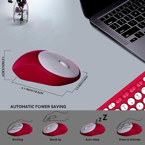 FD Wireless Keyboard and Mouse Combo - 2.4G Full-Sized Cute Colorful Mouse and Keyboard with 104 Round Keys Retro Typewriter Keyboard for Laptop/Windows/PC - Black Orange in Saudi Arabia