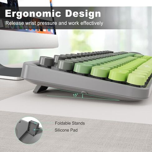 FD Wireless Keyboard and Mouse Combo - 2.4G Full-Sized Cute Colorful Mouse and Keyboard with 104 Round Keys Retro Typewriter Keyboard for Laptop/Windows/PC - Black Orange in Kuwait