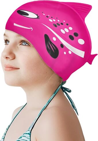 Swim Cap Kids Silicone Swimming Cap for Toddler Swim Hat Water Hats for Girl Boy 3-8 Years in Kuwait