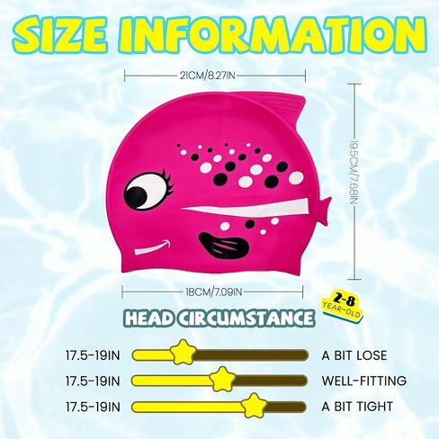 Swim Cap Kids Silicone Swimming Cap for Toddler Swim Hat Water Hats for Girl Boy 3-8 Years in Kuwait