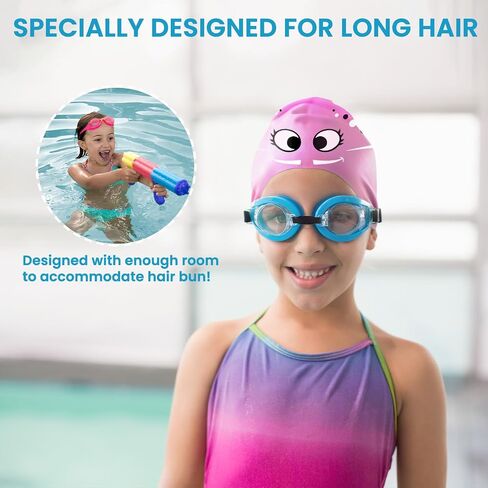 Swim Cap Kids Silicone Swimming Cap for Toddler Swim Hat Water Hats for Girl Boy 3-8 Years in Kuwait