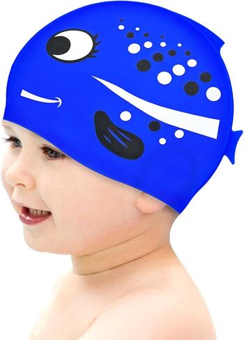 Swim Cap Kids Silicone Swimming Cap for Toddler Swim Hat Water Hats for Girl Boy 3-8 Years in Kuwait