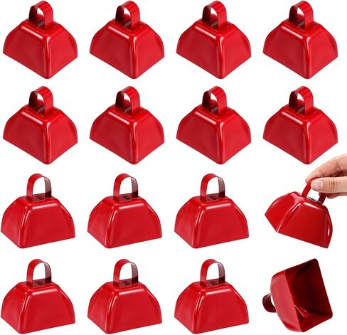 16pcs رعاة البقر الأحمر مع مقبض ، أجراس البقر المعدنية 3 بوصة للأحداث الرياضية ، وصياغة ضوضاء أجراس البقر اليدوية لألعاب كرة القدم والاحتفالات in Saudi Arabia