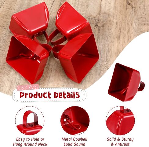 16pcs رعاة البقر الأحمر مع مقبض ، أجراس البقر المعدنية 3 بوصة للأحداث الرياضية ، وصياغة ضوضاء أجراس البقر اليدوية لألعاب كرة القدم والاحتفالات in Saudi Arabia