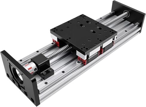 CNC Linear Rail Guide Heavy Duty Sliding Stage 150mm Wide 2005 Ballscrew Double Guide 4 Slide Horizontal Load Max 550 lb 250KG C7 Linear Table with Nema23 NEMA34 Motor Bracket Couplings for DIY in Saudi Arabia